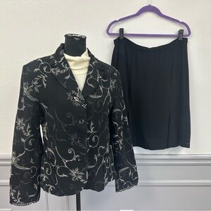 Bergamo Floral Embroidered Skirt Suit Set